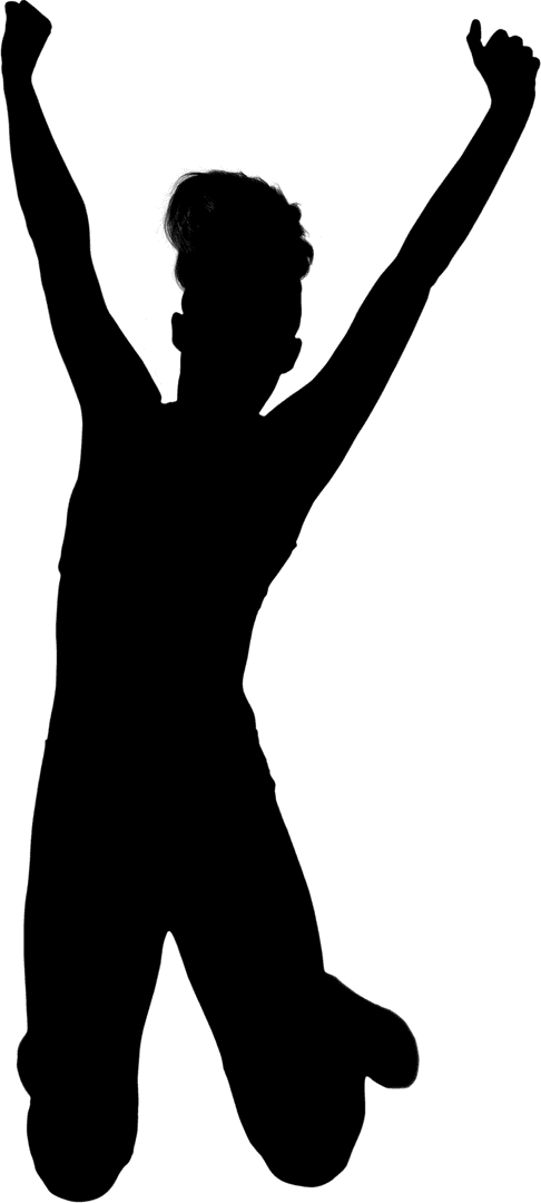 Silhouette of Cheerful Woman Joyfully Jumping Transparent