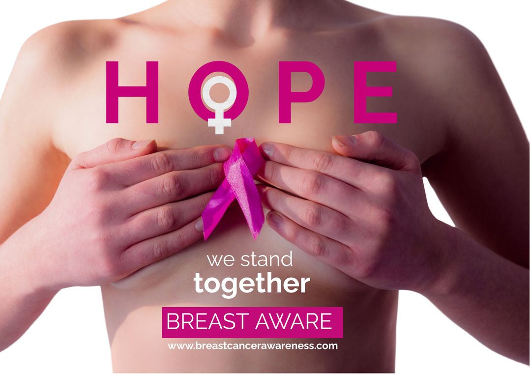 Breast Cancer Awareness Poster with Pink Ribbon and Message of Hope - Download Free Stock Templates Pikwizard.com