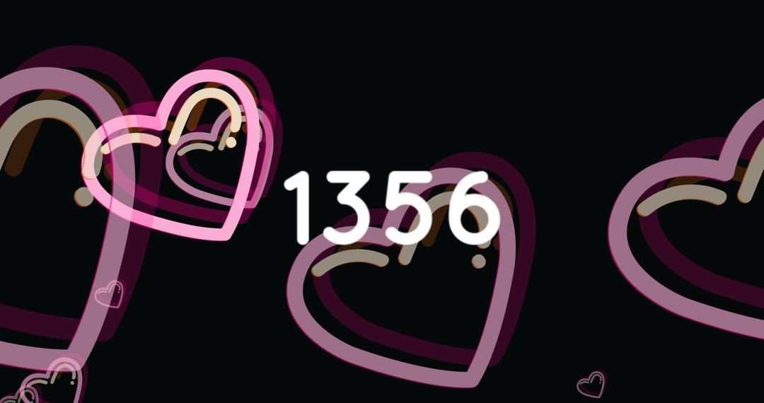 Abstract Hearts with Number Count on Dark Background