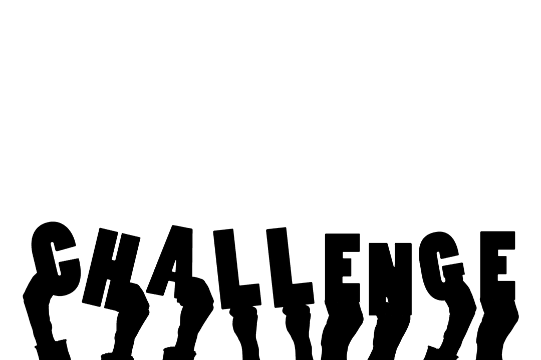 Challenge Text with Human Hands on Transparent Background