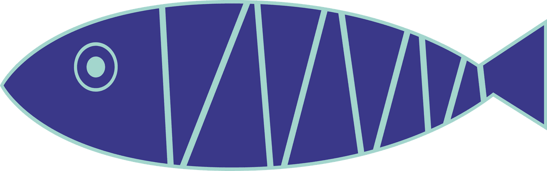 Minimalist Blue Fish Vector on Transparent Background for Aquatic Themes