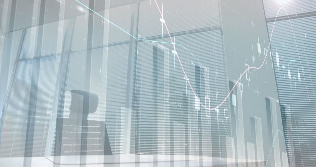 Financial Data Overlay on Modern Office Design