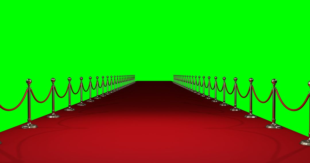 Luxurious Red Carpet with Ropes Leading to Green Screen Background - Free Images, Stock Photos and Pictures on Pikwizard.com