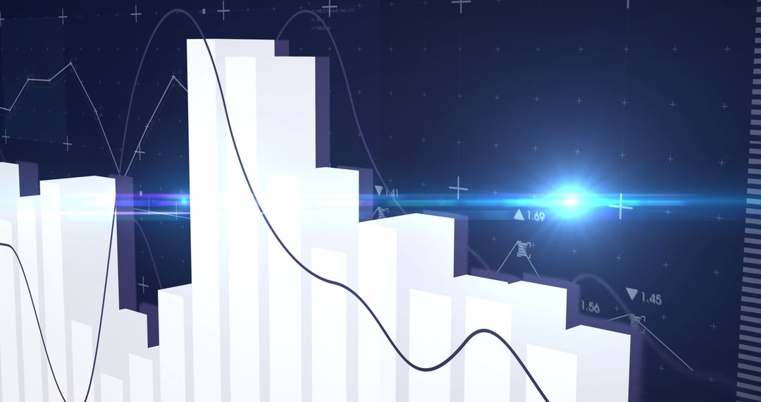 Futuristic Data Analytics with Bar and Line Graph Overlay