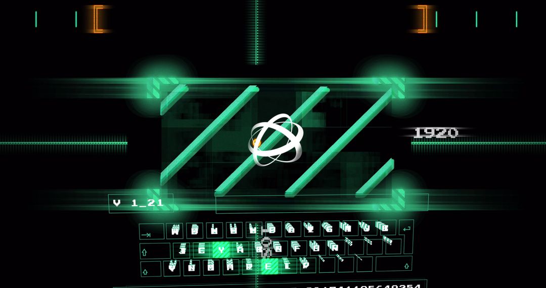 Futuristic Digital Interface with Data Processing Keyboard