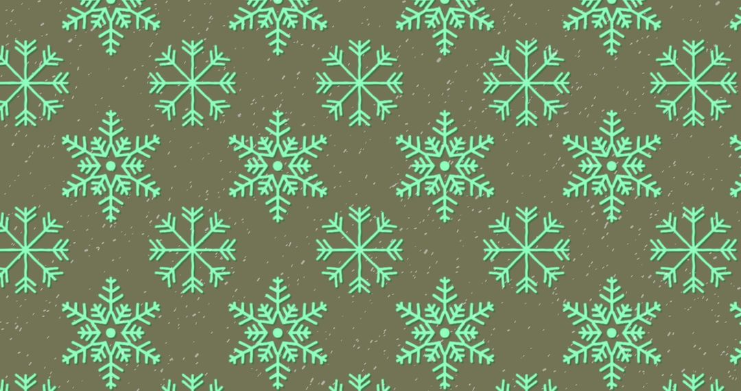 Seamless Snowflake Pattern on Green Background