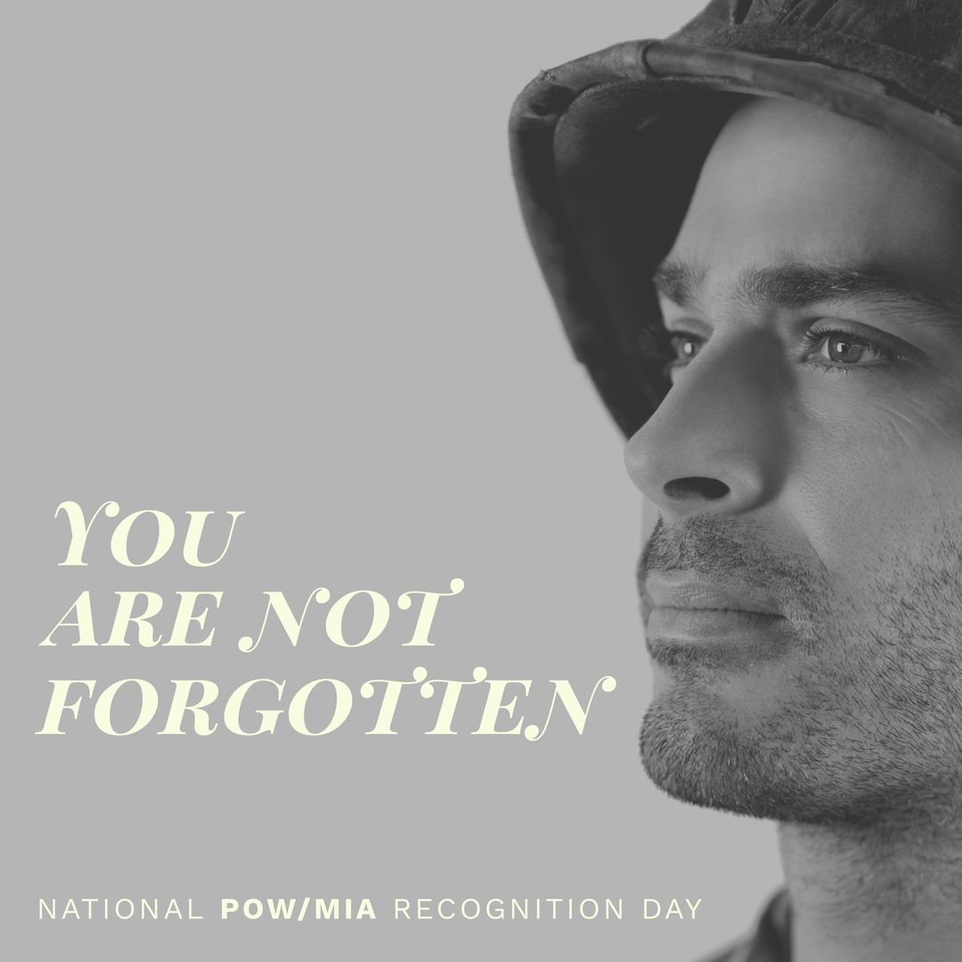 Animation of national pow mia recognition day text over biracial soldier - Download Free Stock Templates Pikwizard.com