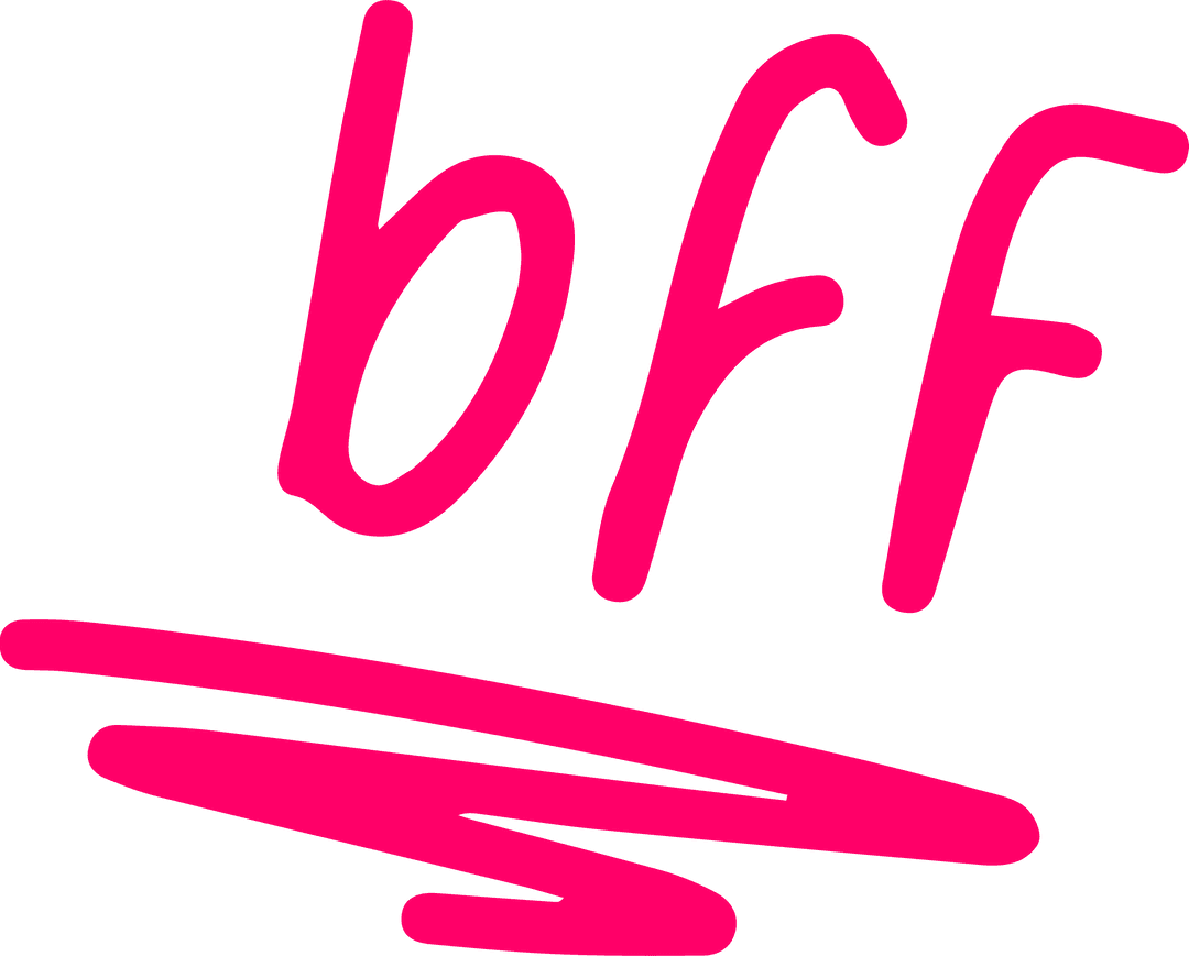 Playful Pink BFF Text Design with Scribble on Transparent Background