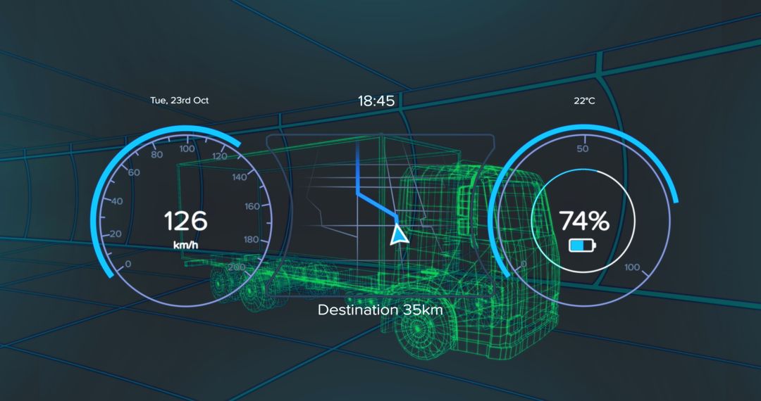 Digital Interface with Electric Car Data on 3D Model