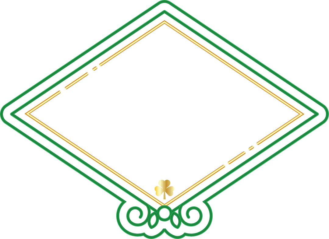 Intricate Diamond Shape Gold Green Design on Transparent Background