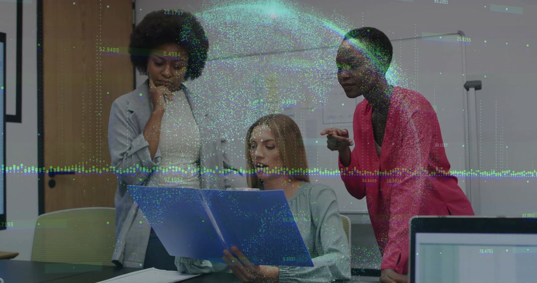 Diverse Businesswomen Collaborating on Data Visualization Insights
