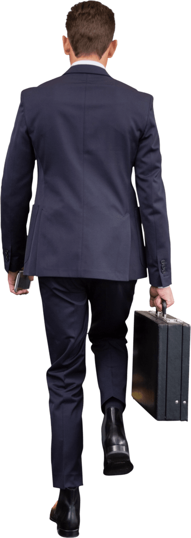 Transparent Businessman Walking with Briefcase