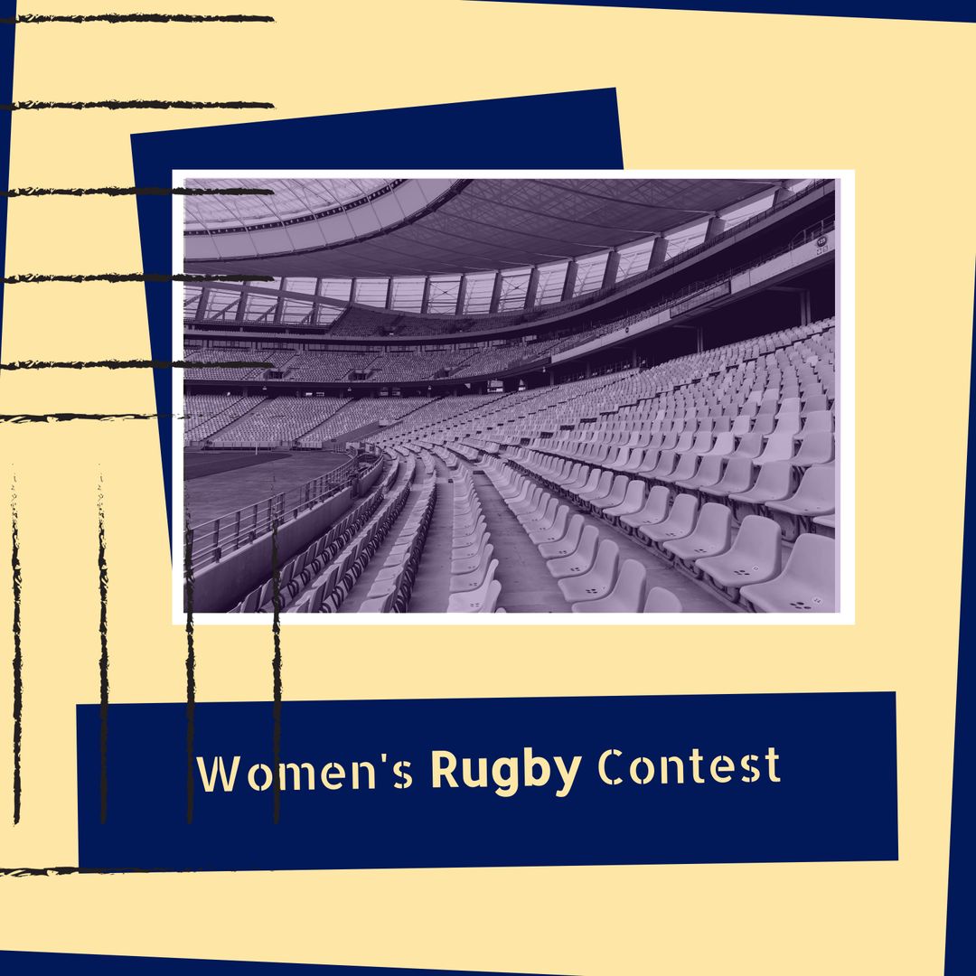 Empty Stadium for Women's Rugby Contest with Abstract Design