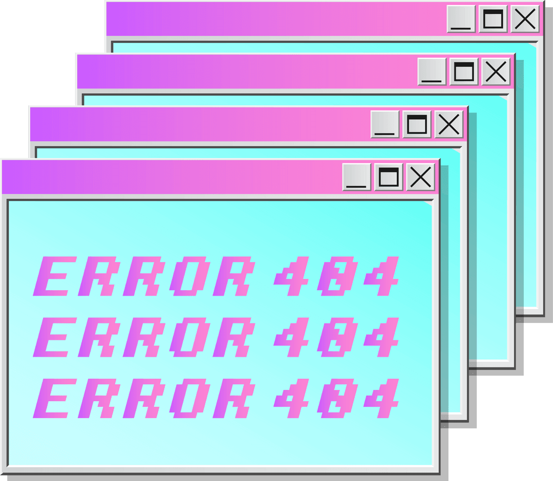 Digital Error 404 Windows on Transparent Background with Gradient - Download Free Stock Images Pikwizard.com