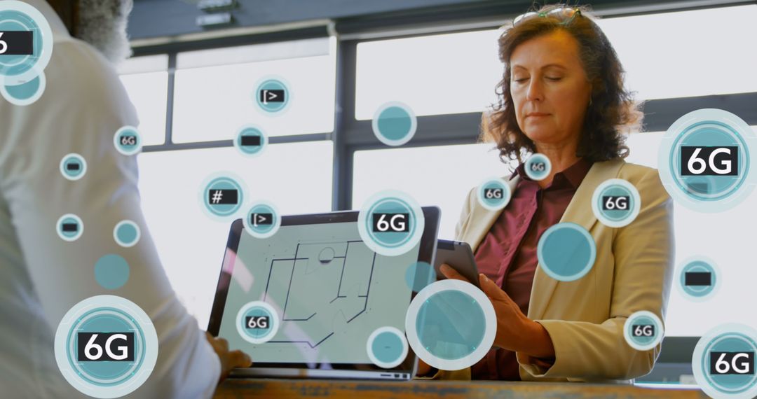 Futuristic Office with 6G Technology and Devices