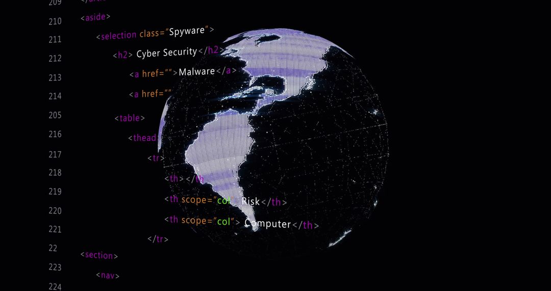 rotating globe with digital code overlay reflecting global internet security - Free Images, Stock Photos and Pictures on Pikwizard.com