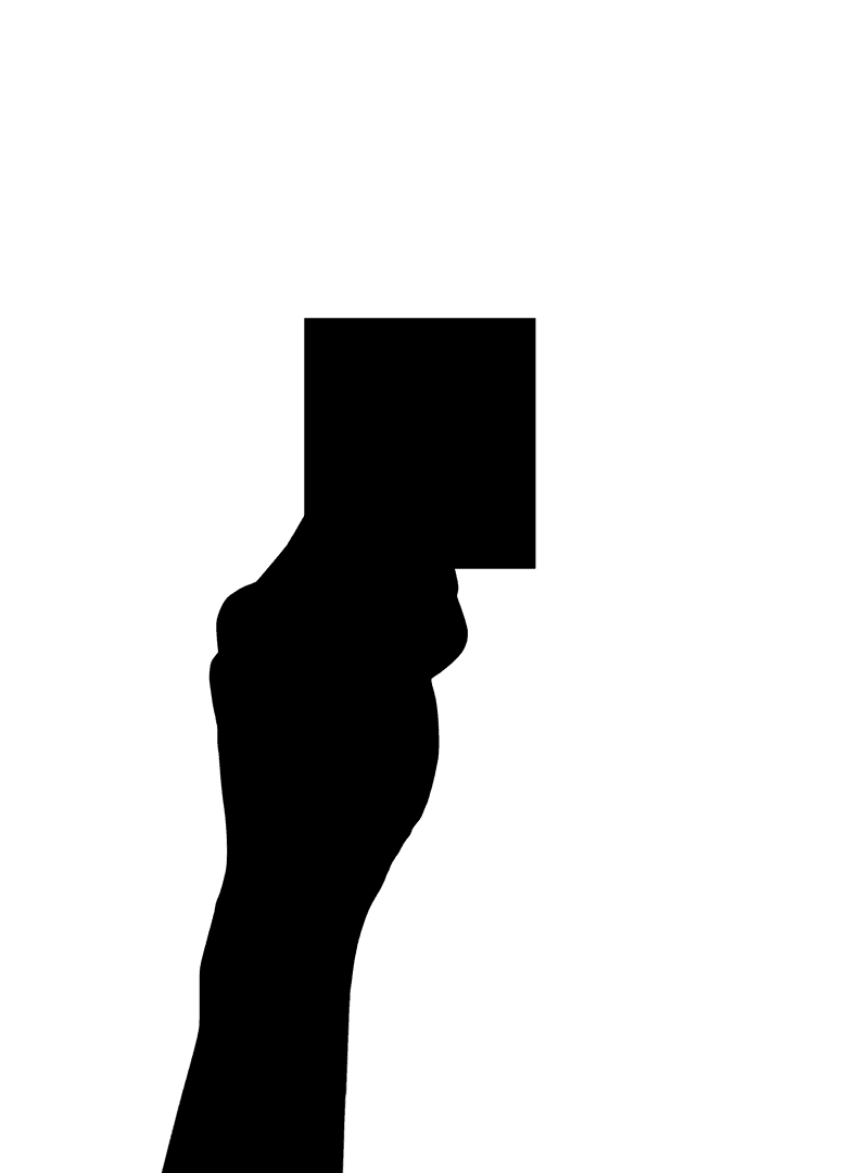 Transparent Silhouette Hand Holding Blank Card Graphic