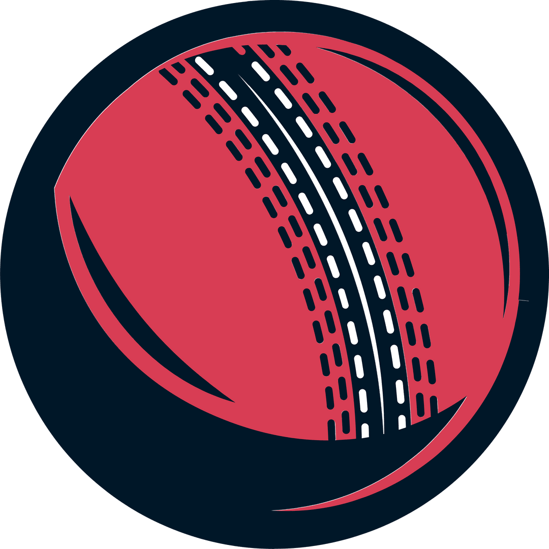 Stylized Red Cricket Ball Illustration on Transparent Background