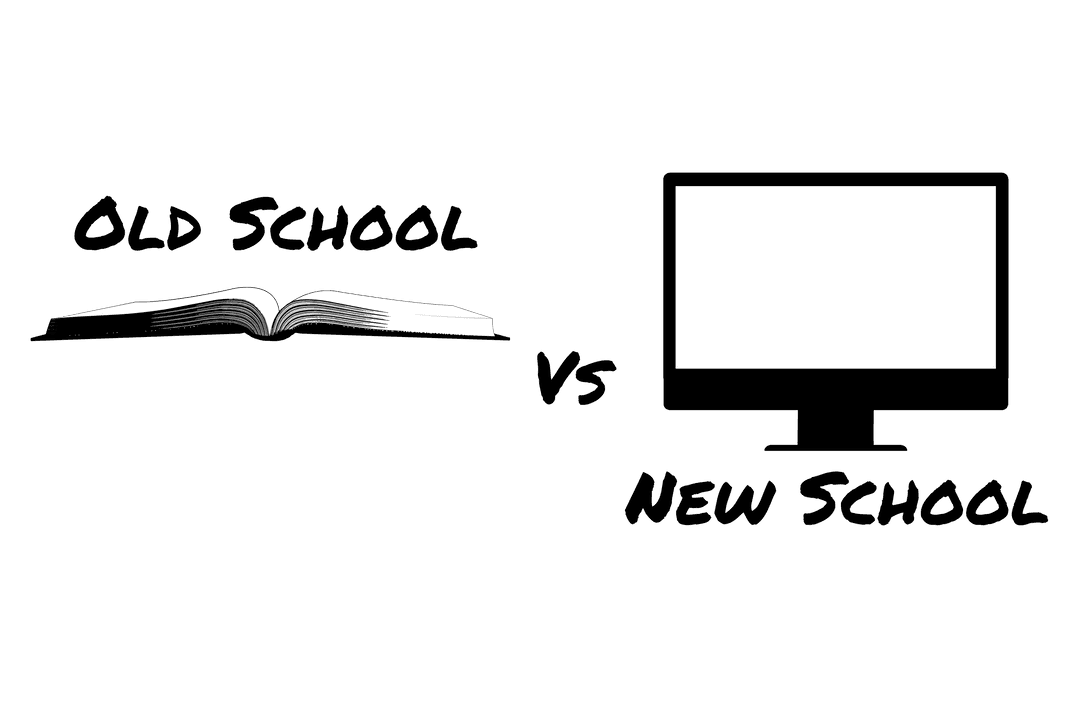 Old School Versus New School Text on Transparent Background