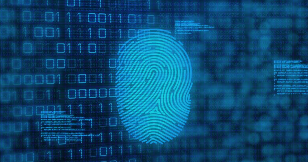Fingerprint Authentication Over Digital Background in Blue