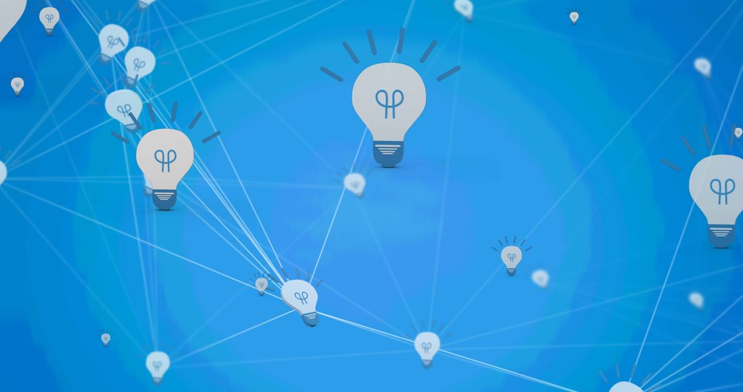 Creative Communication Technology Lightbulb Network on Blue Background