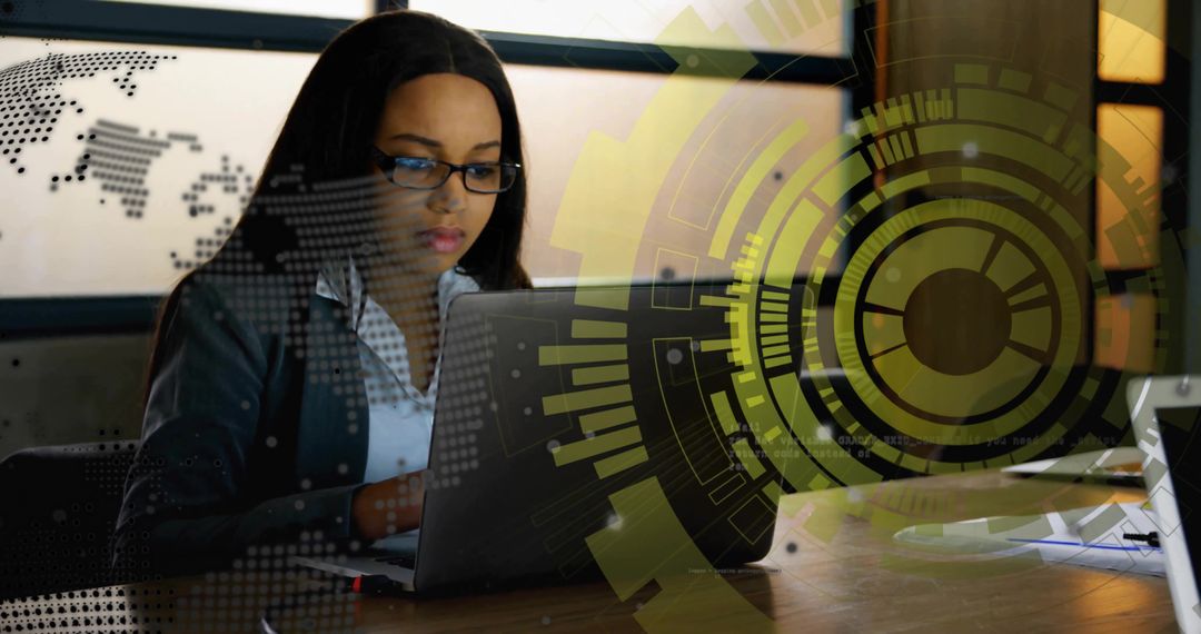 Corporate Professional Using Futuristic Technology Interface