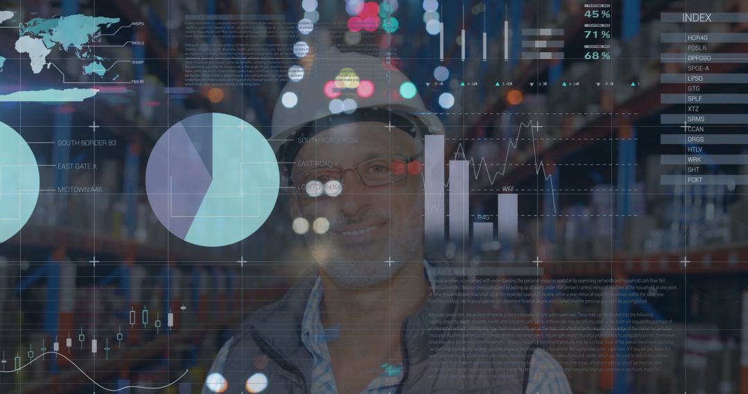 Augmented Reality Interface with Warehouse Worker Analyzing Data