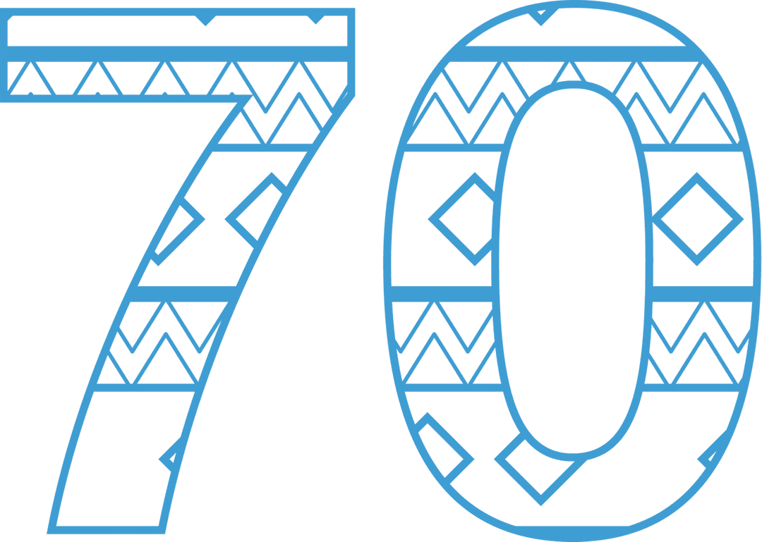 Decorative Blue 70 with Tribal Pattern on Transparent Background