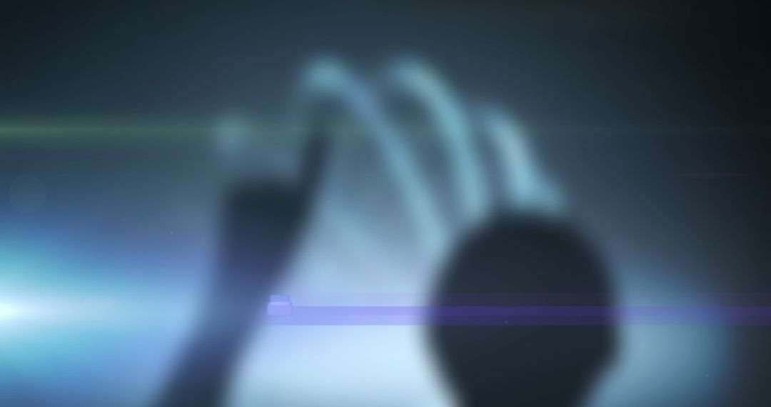 Silhouette Touching Futuristic Digital Interface with Glow