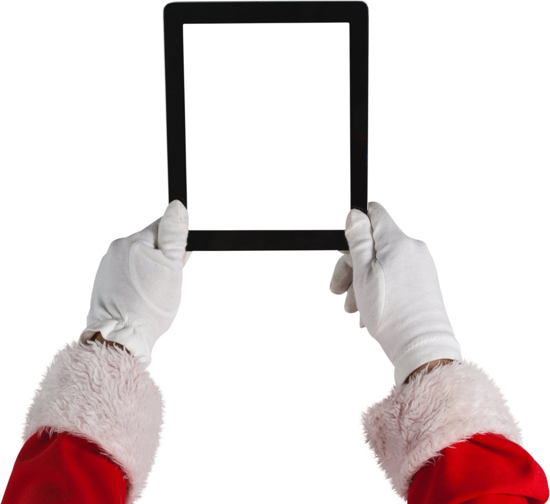 Santa Claus Holding Digital Tablet with Transparent Screen - Download Free Stock Images Pikwizard.com