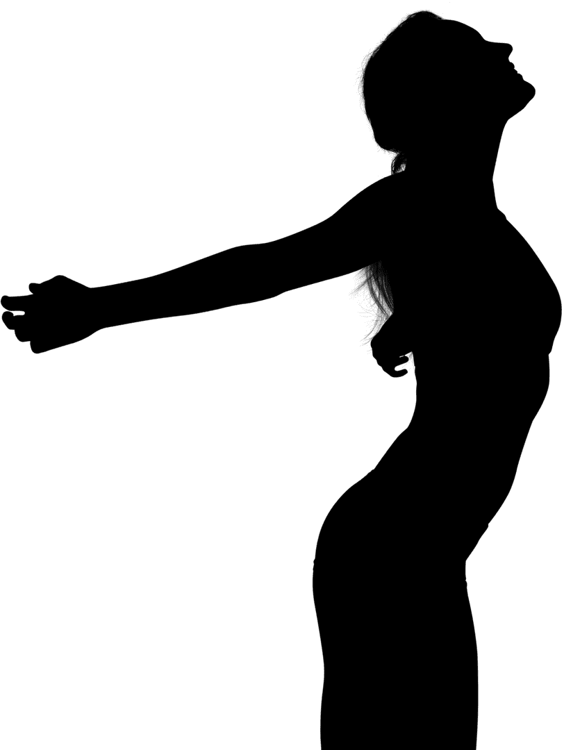 Digital Silhouette of Confident Woman with Open Arms Transparent PNG