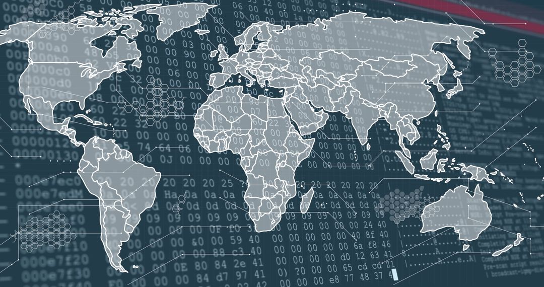 Abstract World Map with Binary Code Background - Free Images, Stock Photos and Pictures on Pikwizard.com