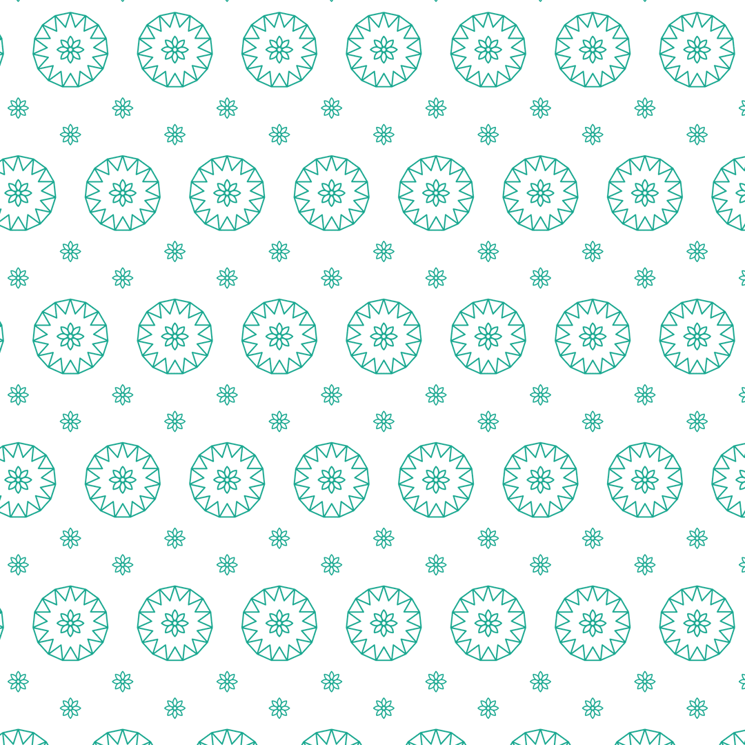 Seamless Green Geometric Mandala Pattern on Transparent Background