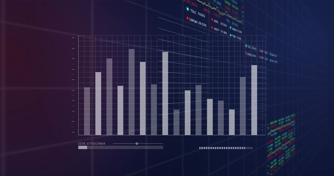 Digital Graphs and Trading Data Visualization in Dark Composition