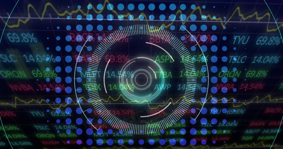 Futuristic Stock Market Analysis Interface with Data Visualization