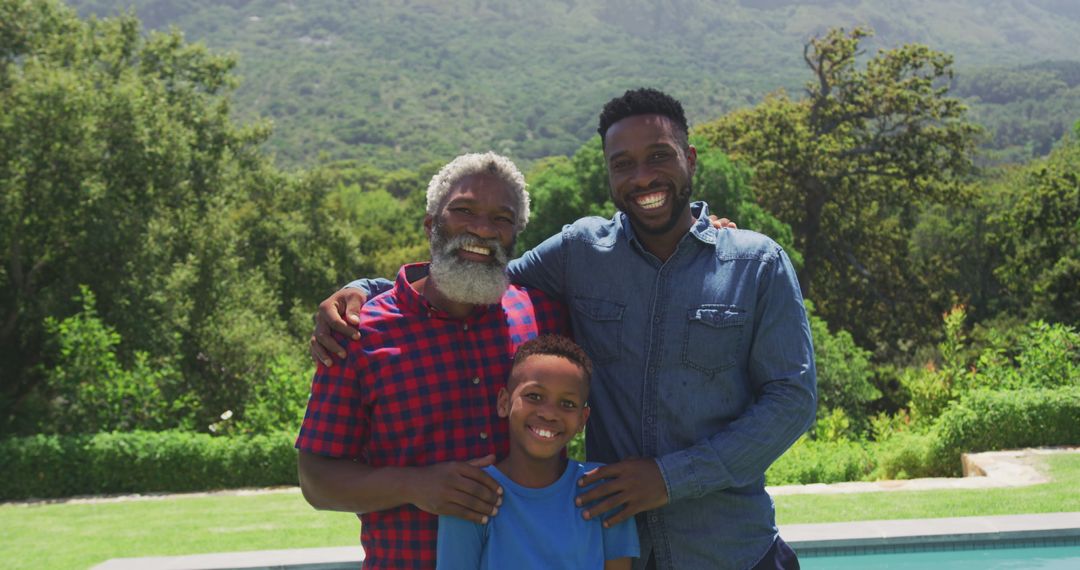 Three Generations of African American Family Smiling Together Outdoors - Free Images, Stock Photos and Pictures on Pikwizard.com