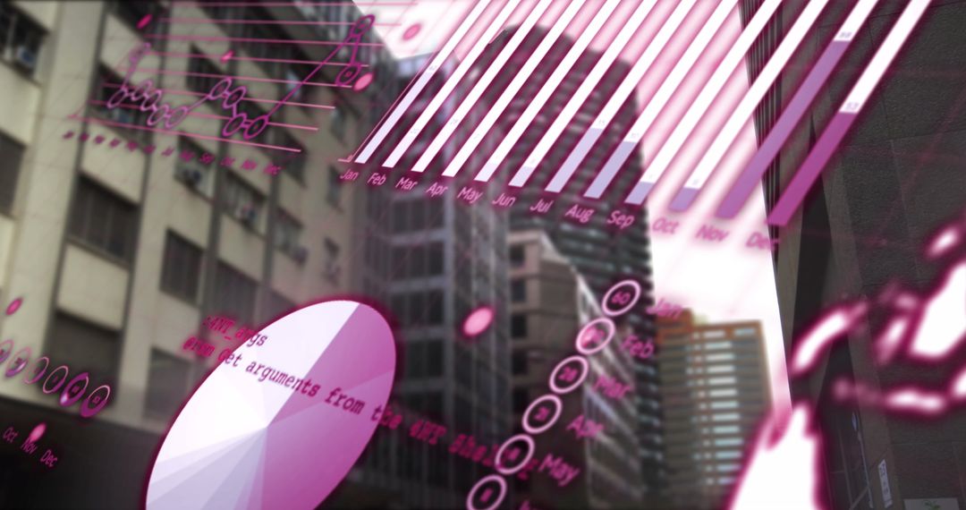 Digital Interface Overlay with Cityscape in Background