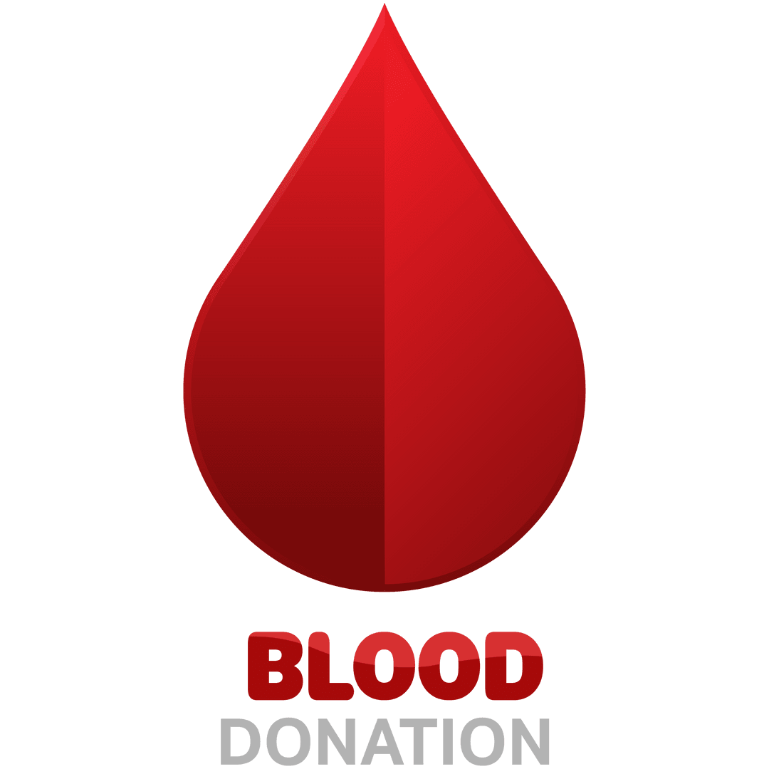 Transparent Blood Drop with Blood Donation Text for Awareness Campaigns