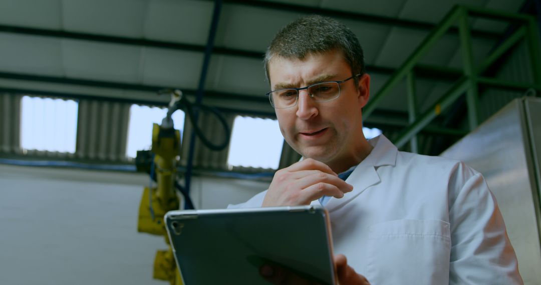 Engineer Reviewing Data on Tablet in Industrial Factory - Free Images, Stock Photos and Pictures on Pikwizard.com