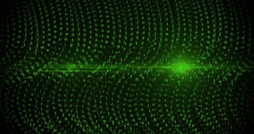 Green Binary Code Flow on Black Background