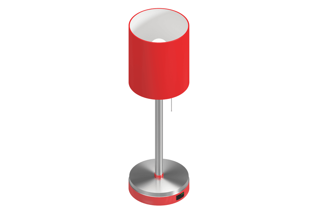 Modern Red Floor Lamp on Transparent Background