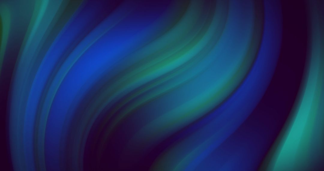 Abstract Blue and Green Waves on Dark Background