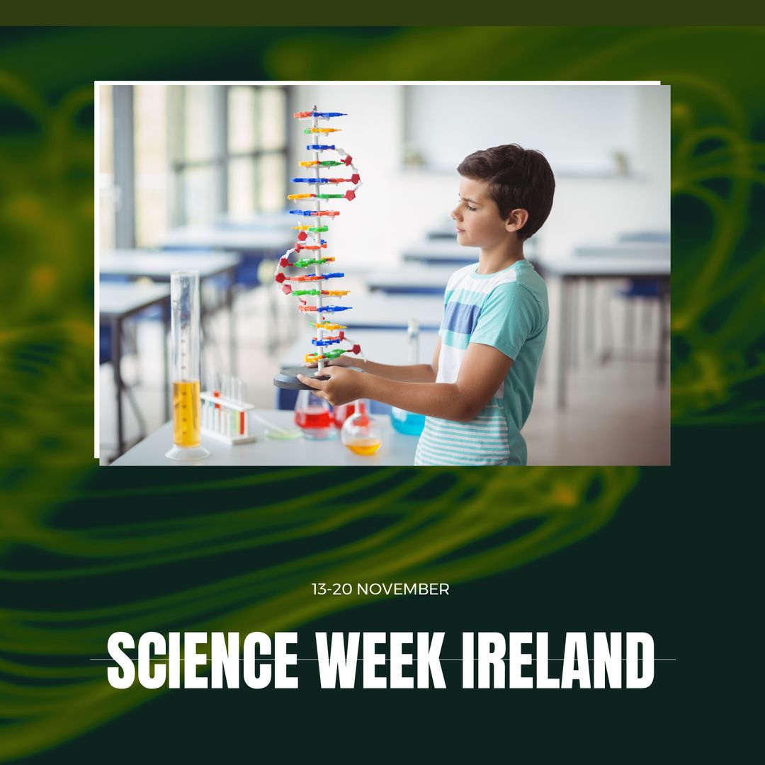 Young Boy Exploring DNA Model During Science Week Ireland