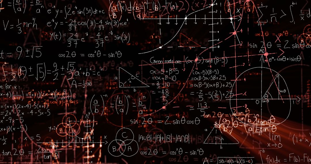 Complex Mathematical Formulas on Black Background