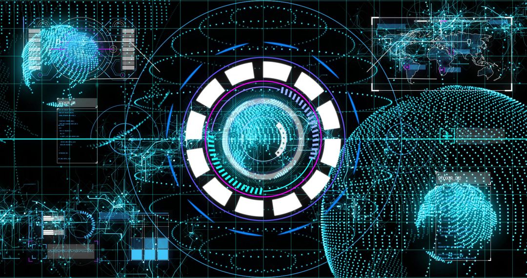 Futuristic Holographic Interface with Cyber Elements