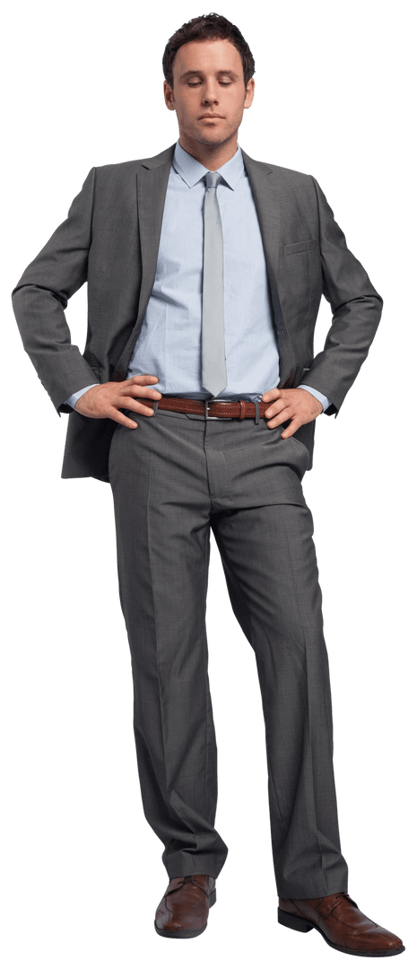 Confident Businessman Standing with Transparent Alone Expression