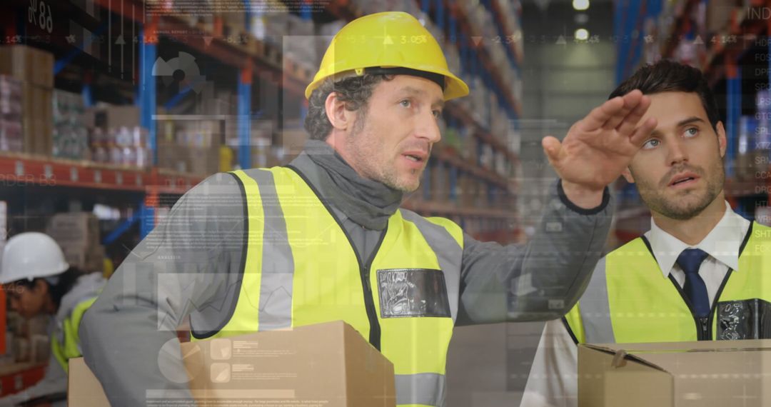 Warehouse Team Using Technology for Inventory Management