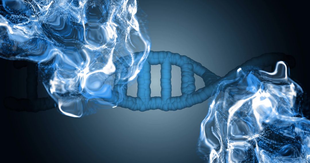 Glowing DNA Strand and Ghostly Molecular Structures