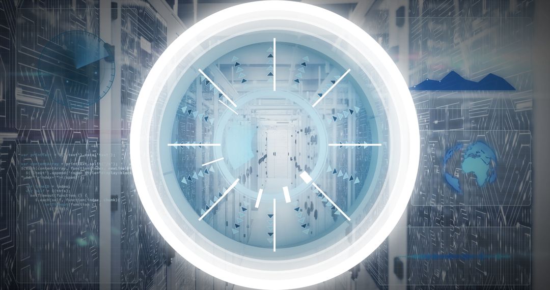 Precision Data Focus Over High-Tech Server Room