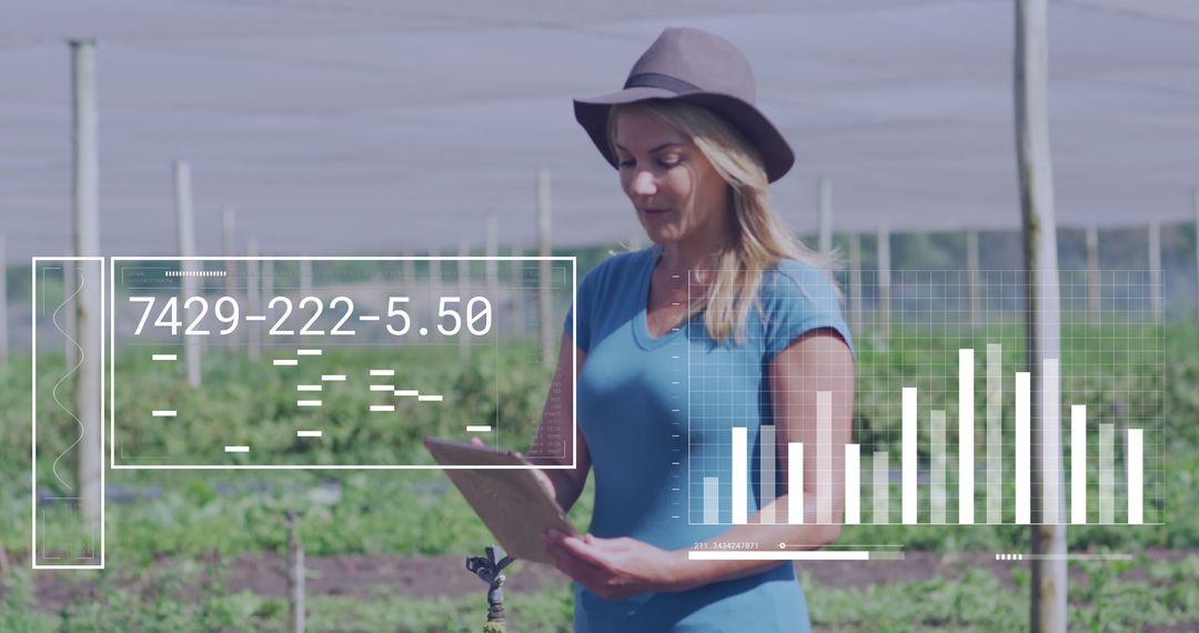 Female Farmer Using Digital Tablet to Analyse Data in Greenhouse - Free Images, Stock Photos and Pictures on Pikwizard.com